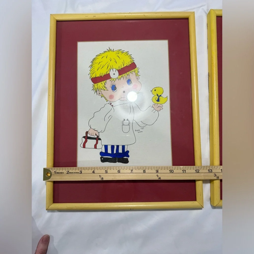 1979 VINTAGE PAINTING ARTWORK. BOY & GIRL KID PLAY DOCTOR& NURSE 16” X 12” CUTE!